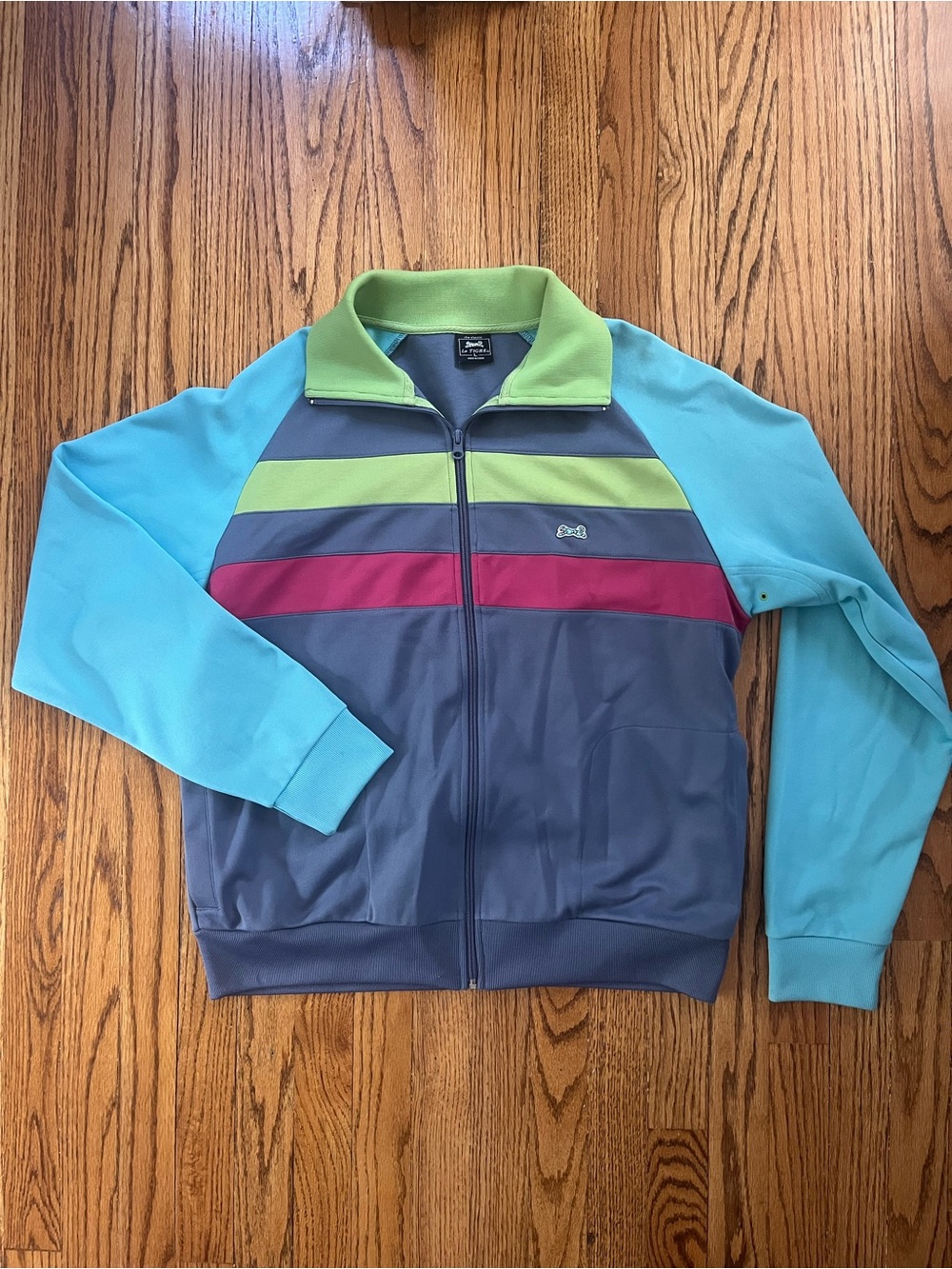 Le Tigre Track Jacket Men’s L Blue Colorful Stripes Full Zip Athletic Streetwear